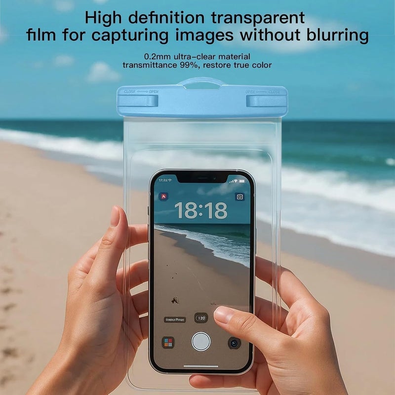 Criyar 1/2 Pack Waterproof Phone Pouch Compatible with iPhone 17 16 15 Pro Max & Galaxy S24+/S23 7in Waterproof Phone Case, IPX8 Beach Travel Must Haves Dry Bag, Beach Essentials, Sea Blue, 1 Pack - Image 2